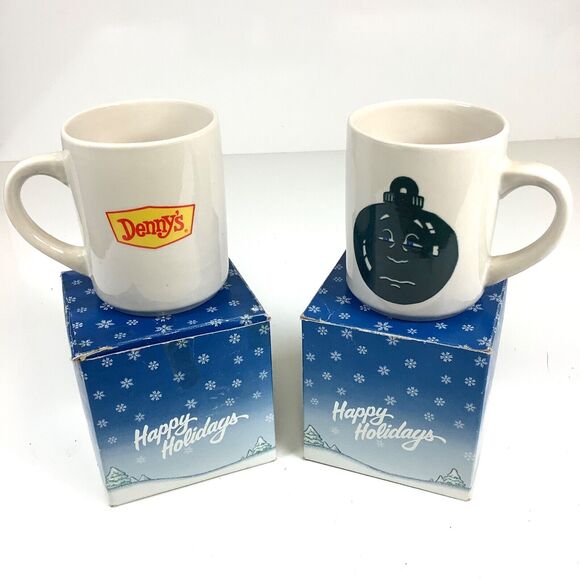Vtg Coffee Cup Mug Dennys Advertising Christmas Holiday Ornament Color Changing - Picture 1 of 6